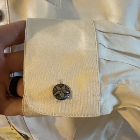 Men's Stubbs Western Wear Cream Long Sleeve Star Button High End Shirt - Picture 5 of 7